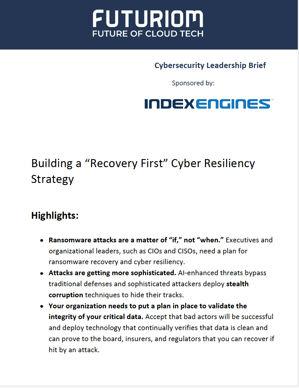 Index Engines Cyber Resiliency